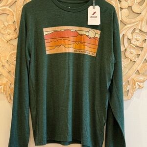 League Forest Green Long Sleeve with Mountain Graphic